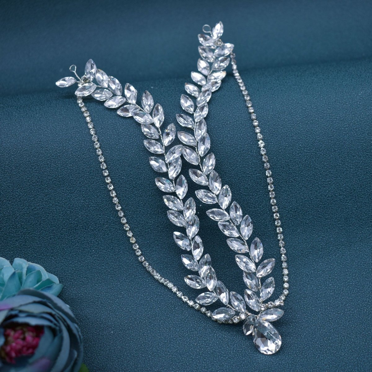 Mariam's Collection Versatile Glistening Teardrop Crystal Forehead Chain Hair Accessory (MAC331) — lifestyle worn / used context
