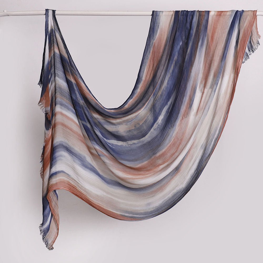 Mariam's Collection Versatile Printed Striped Pleated Shawl Hijab (MH180) — lifestyle worn / used context