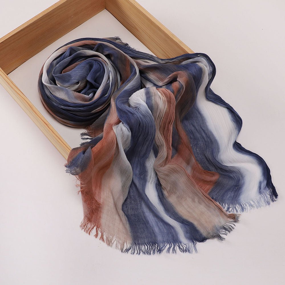 Mariam's Collection Versatile Printed Striped Pleated Shawl Hijab (MH180) — detail shot 8