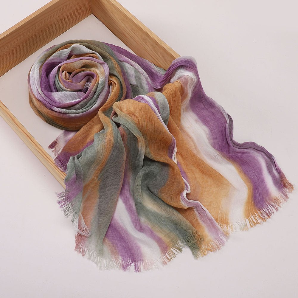 Mariam's Collection Versatile Printed Striped Pleated Shawl Hijab (MH180) — detail shot 10