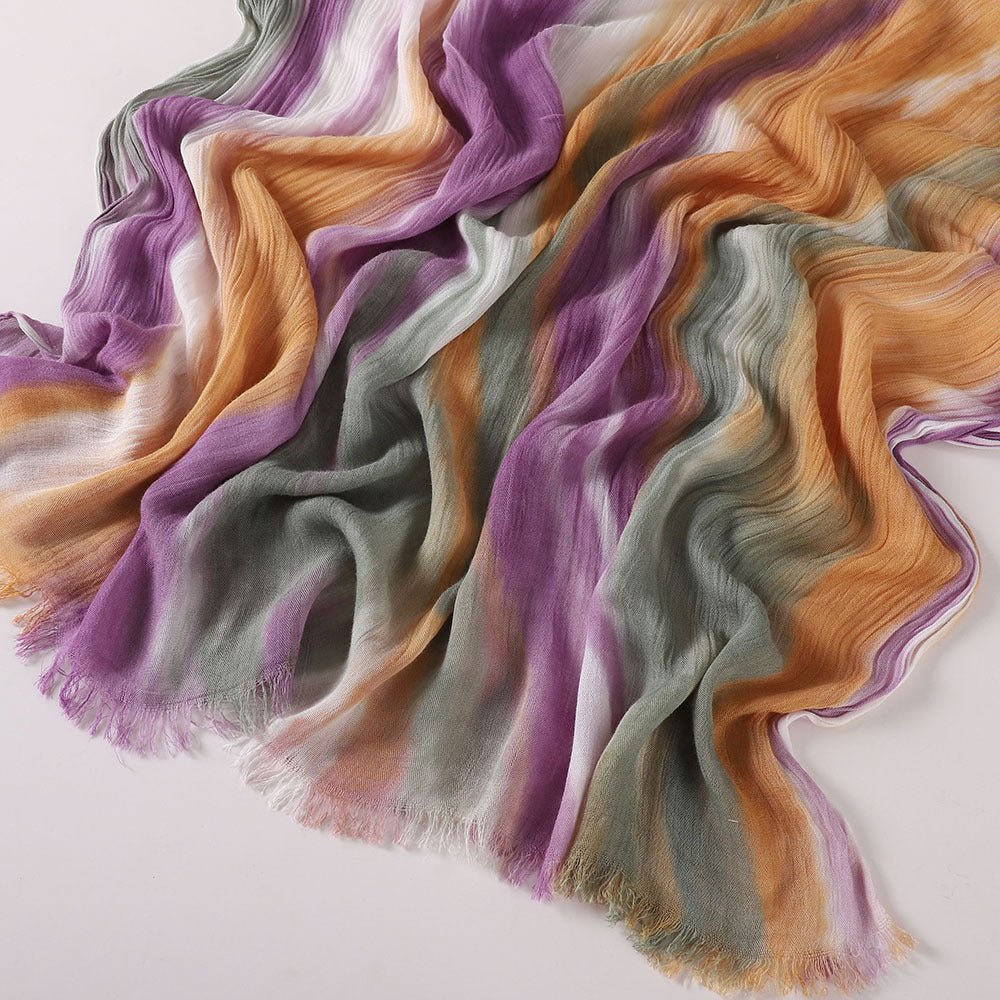 Mariam's Collection Versatile Printed Striped Pleated Shawl Hijab (MH180) — feature highlight