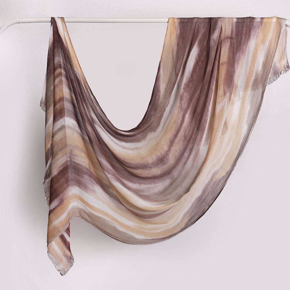 Mariam's Collection Versatile Printed Striped Pleated Shawl Hijab (MH180) — detail close-up