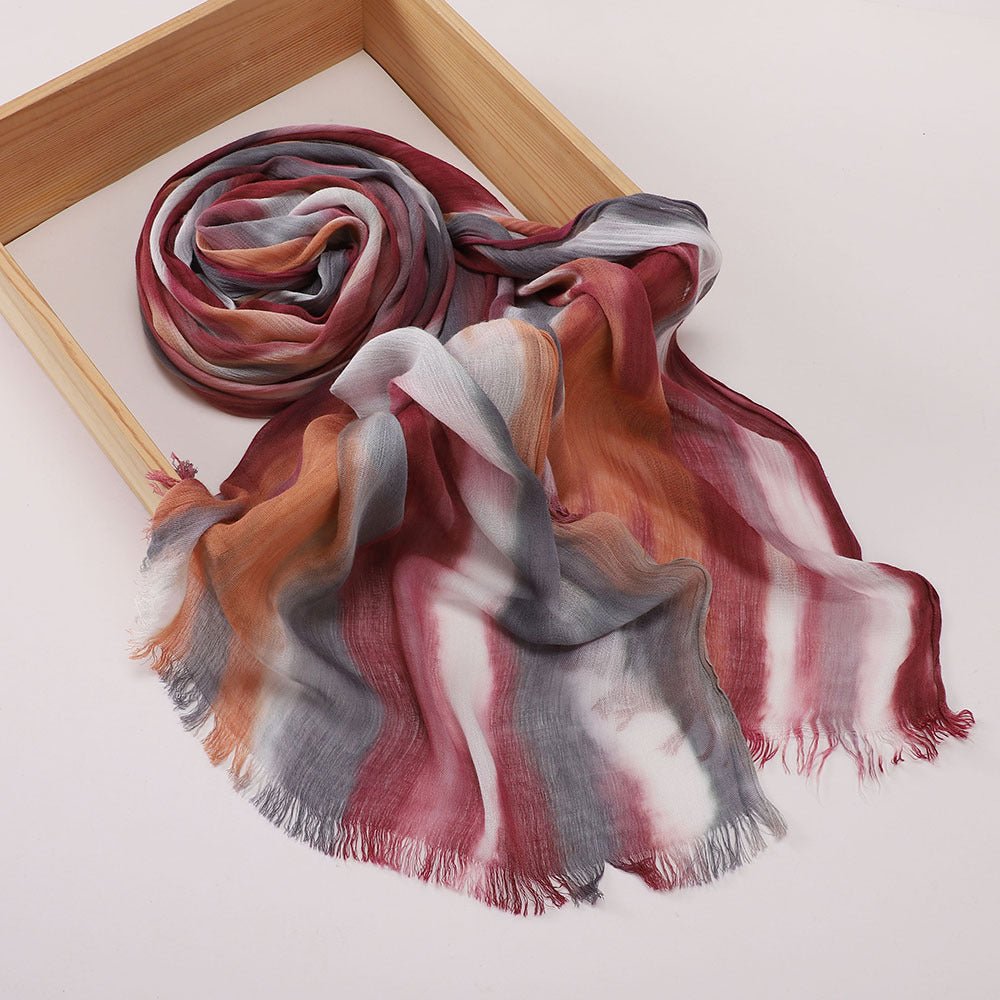 Mariam's Collection Versatile Printed Striped Pleated Shawl Hijab (MH180) — detail shot 9