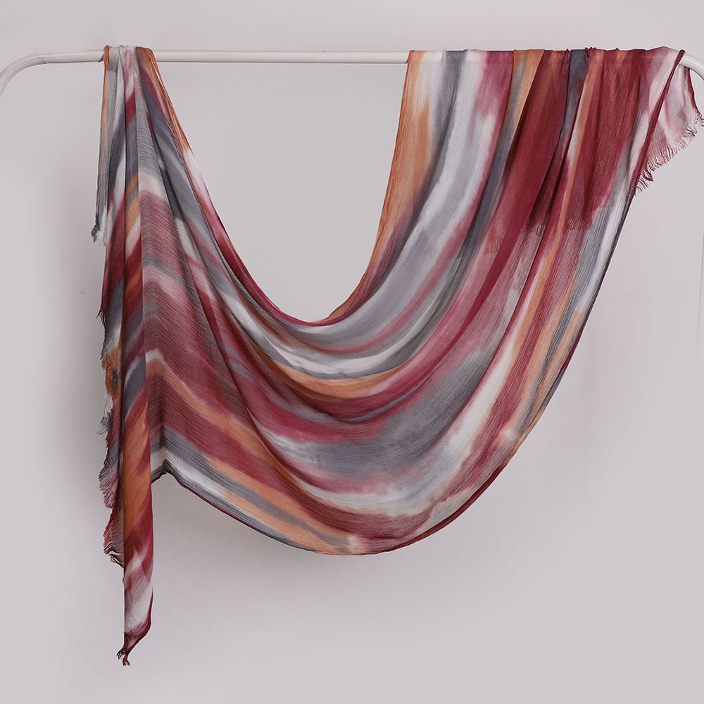 Mariam's Collection Versatile Printed Striped Pleated Shawl Hijab (MH180) — product on model