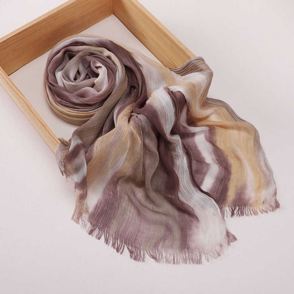 Mariam's Collection Versatile Printed Striped Pleated Shawl Hijab (MH180) — comparison shot