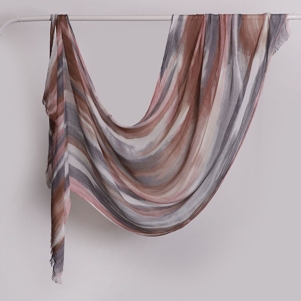 Mariam's Collection Versatile Printed Striped Pleated Shawl Hijab (MH180) — flat-lay composition