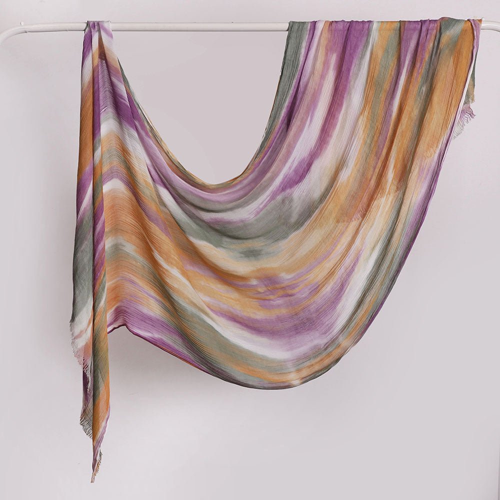Mariam's Collection Versatile Printed Striped Pleated Shawl Hijab (MH180) — main product shot