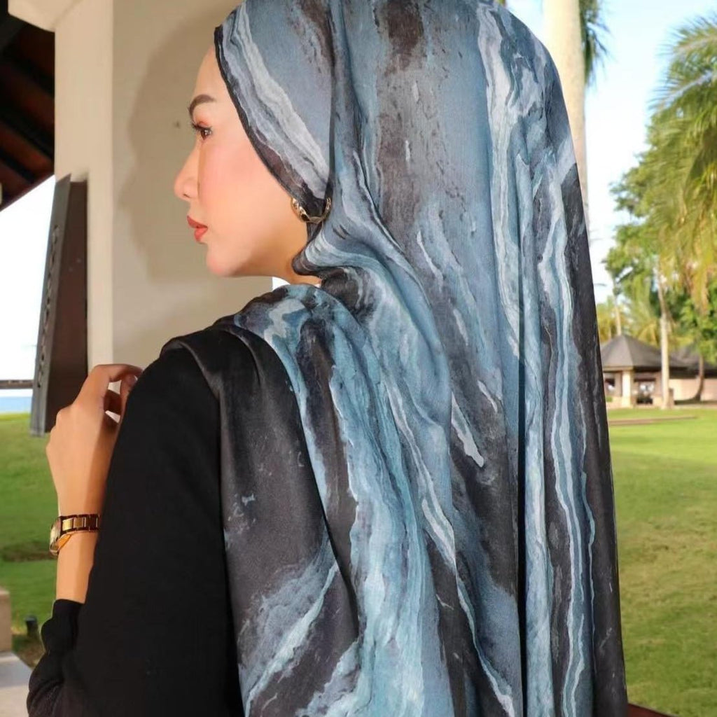 Mariam's Collection Versatile Watercolor Print Headscarf Hijab Collection (MH166) — detail shot 9