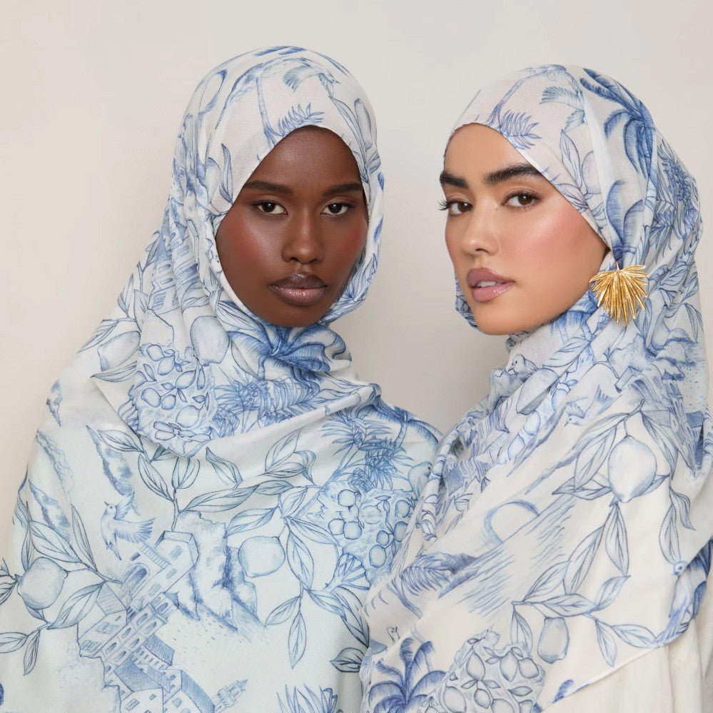 Mariam's Collection Versatile Watercolor Print Headscarf Soft Breathable Hijab (MH165) — construction detail