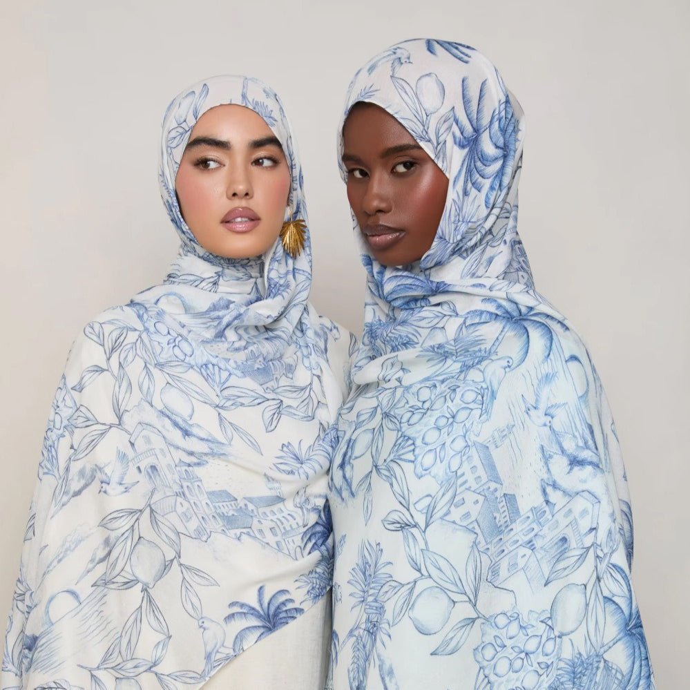 Mariam's Collection Versatile Watercolor Print Headscarf Soft Breathable Hijab (MH165) — lifestyle worn / used context