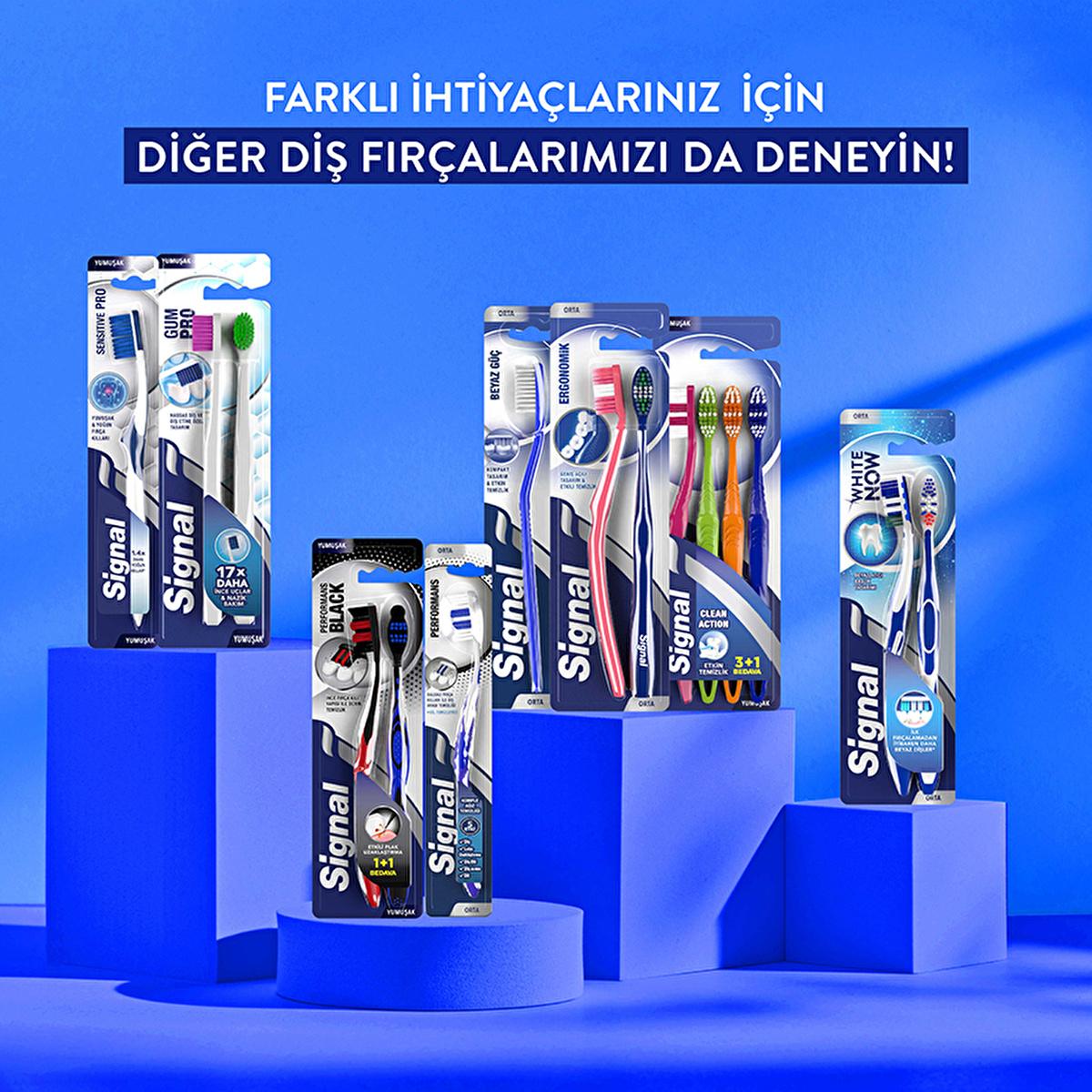 Signal Manual Toothbrush Performance Black - Soft Bristle, Ergonomic Design for Gentle Gum Care