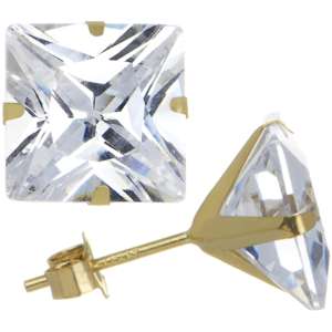 BodyCandy 14k Yellow Gold 1.25ct Cubic Zirconia Square Earrings — main product shot