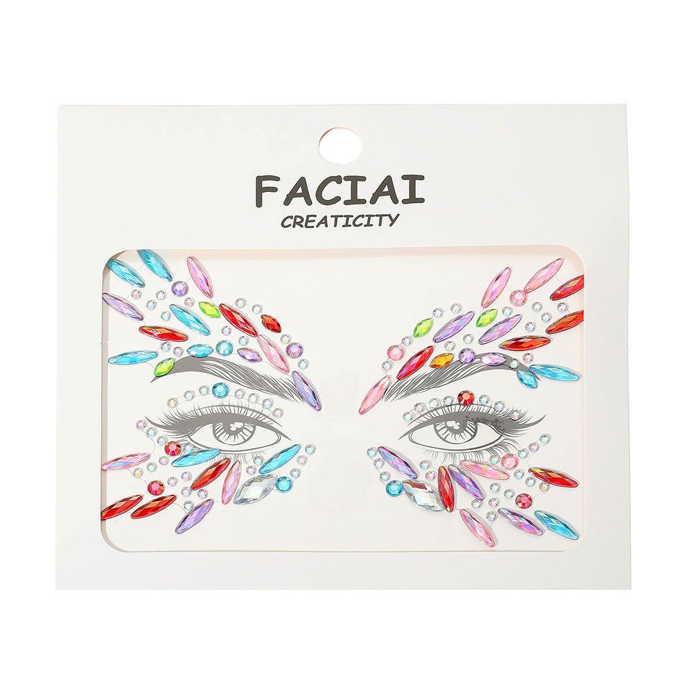 Vibrant Festival Eye Gem Face Stickers