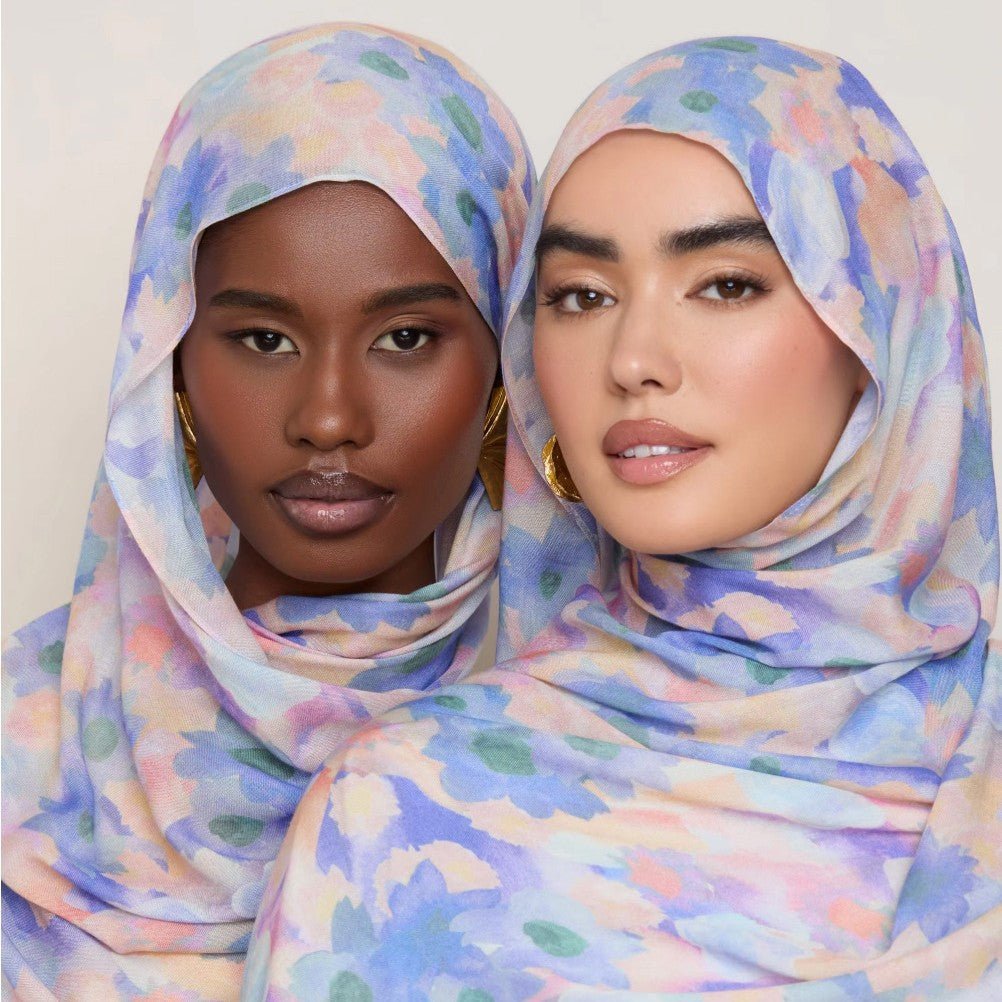 Mariam's Collection Vibrant Floral Print Scarf Hijab | Lightweight Botanical Headscarf  (MH159) — main product shot
