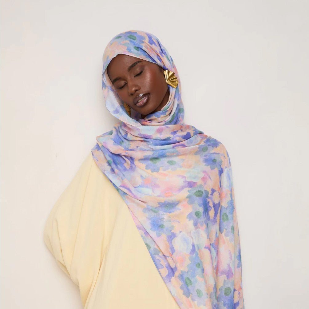 Mariam's Collection Vibrant Floral Print Scarf Hijab | Lightweight Botanical Headscarf  (MH159) — product category context