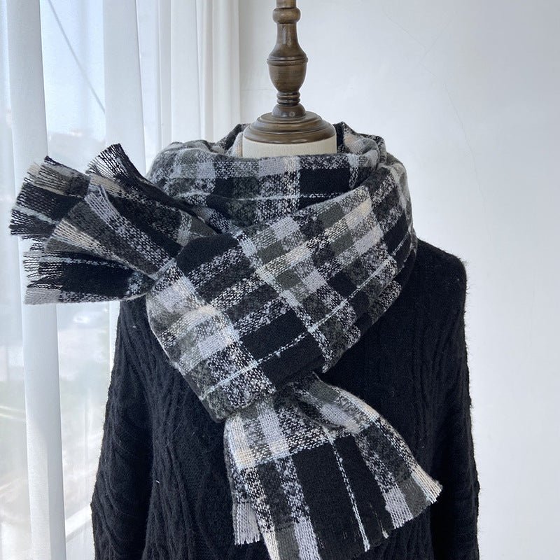 Mariam's Collection Vibrant Plaid Scarf Faux Wool Warm Shawl with Fringe (MAC334) — feature highlight