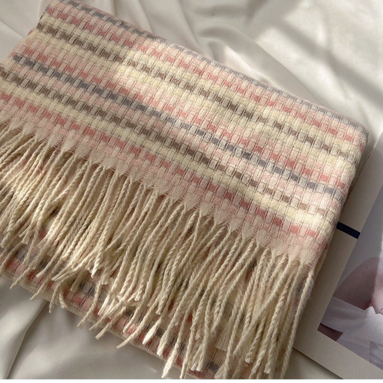 Mariam's Collection Vibrant Plaid Scarf Faux Wool Warm Shawl with Fringe (MAC334) — product category context