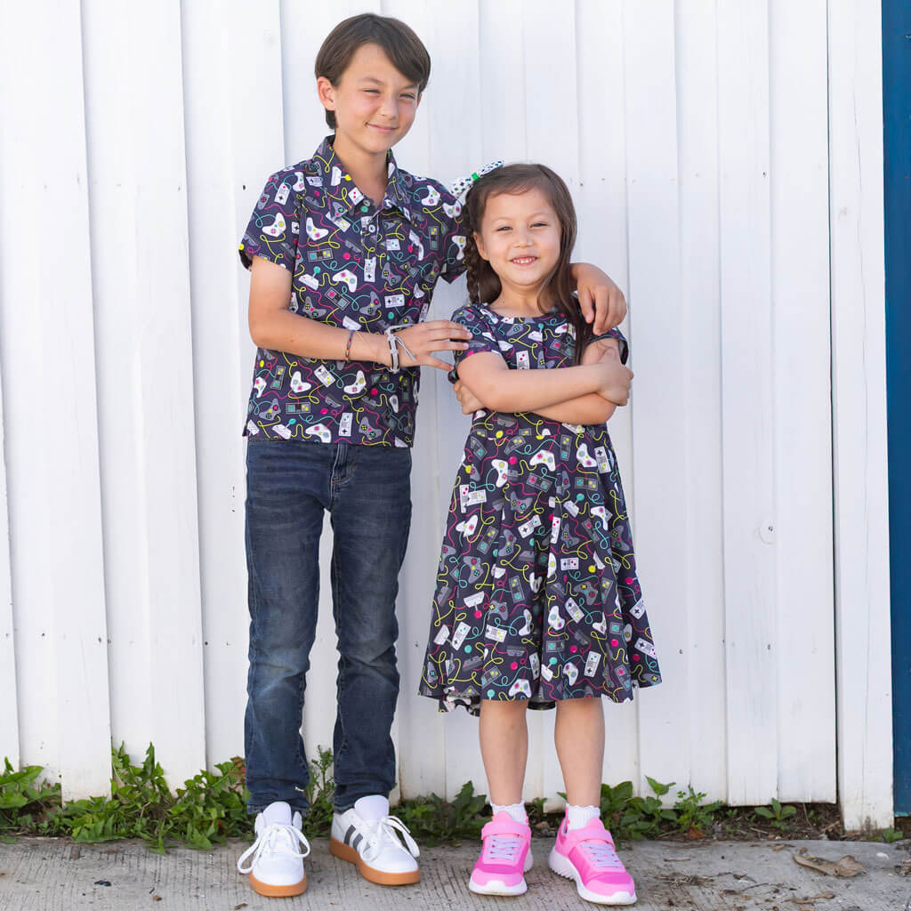 Princess Awesome & Boy Wonder Video Game Controllers Super Twirler Dress with Pockets — main product shot