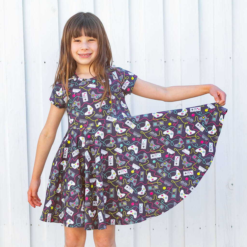 Princess Awesome & Boy Wonder Video Game Controllers Super Twirler Dress with Pockets — construction detail