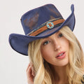Vintage Distressed Twine Band Rustic Cowgirl Western Hat