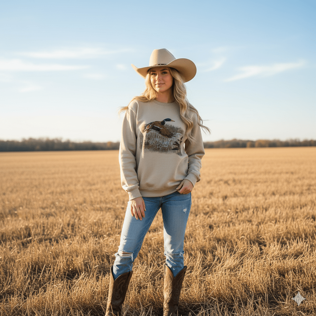 Wild Junkie Vintage Duck Graphic Sweatshirt — construction detail