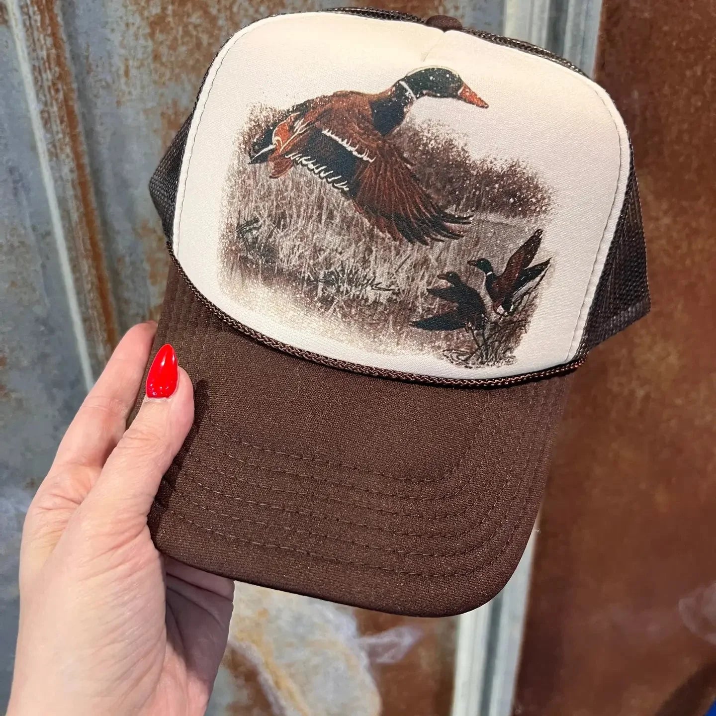 Wild Junkie Vintage Duck Trucker Hat — main product shot