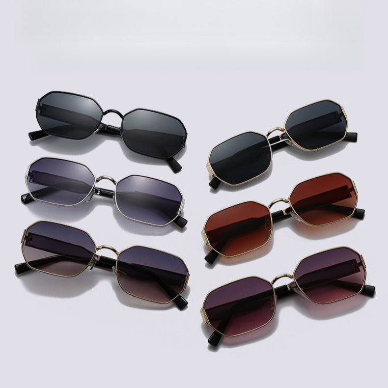 Mariam's Collection Vintage Narrow Frame Sunglasses – Retro Chic Accented Lenses for Women (MAC262) — fabric or material deta