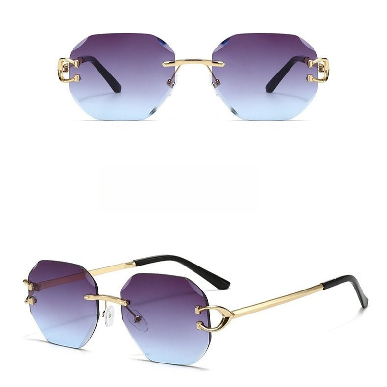 Mariam's Collection Vintage Rimless Cut Edge Sunglasses - Frameless Polygon Statement Piece (MAC266) — alternative angle
