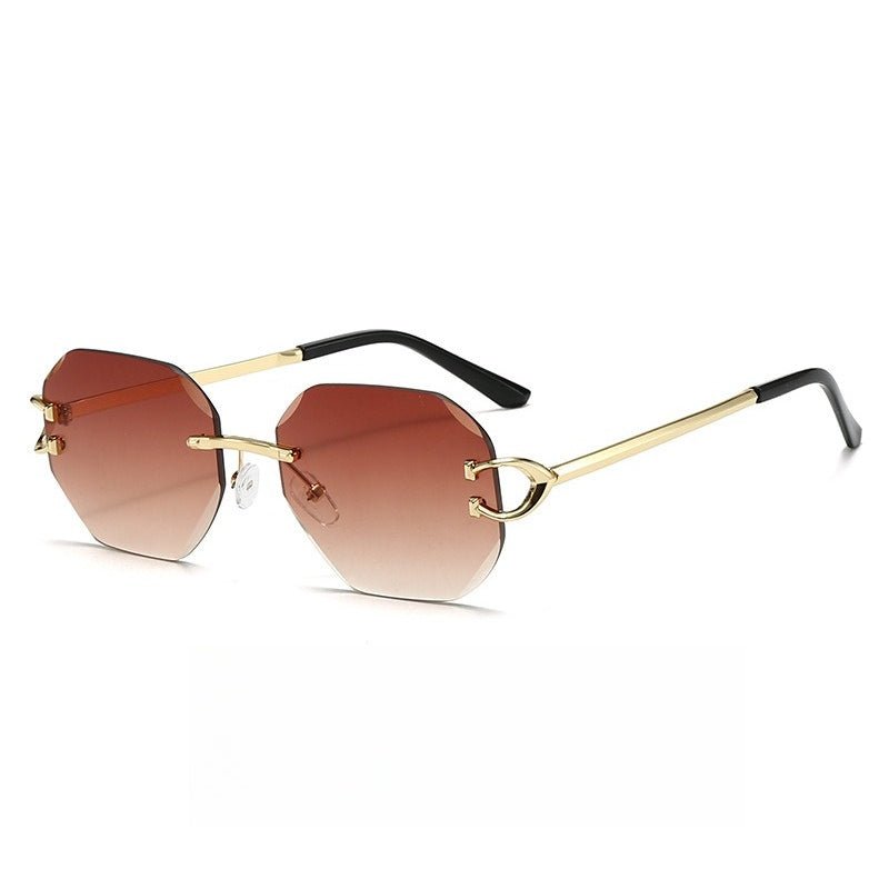 Mariam's Collection Vintage Rimless Cut Edge Sunglasses - Frameless Polygon Statement Piece (MAC266) — detail shot 7