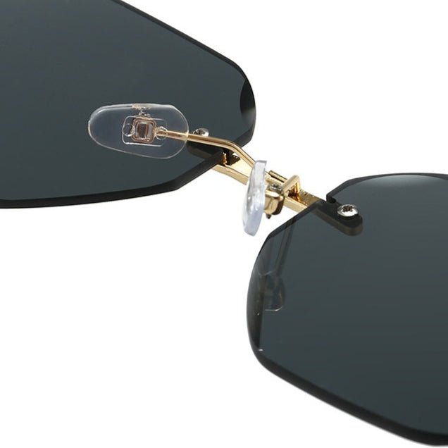 Mariam's Collection Vintage Rimless Cut Edge Sunglasses - Frameless Polygon Statement Piece (MAC266) — product on model