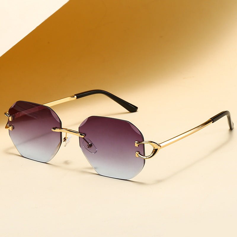 Mariam's Collection Vintage Rimless Cut Edge Sunglasses - Frameless Polygon Statement Piece (MAC266) — construction detail