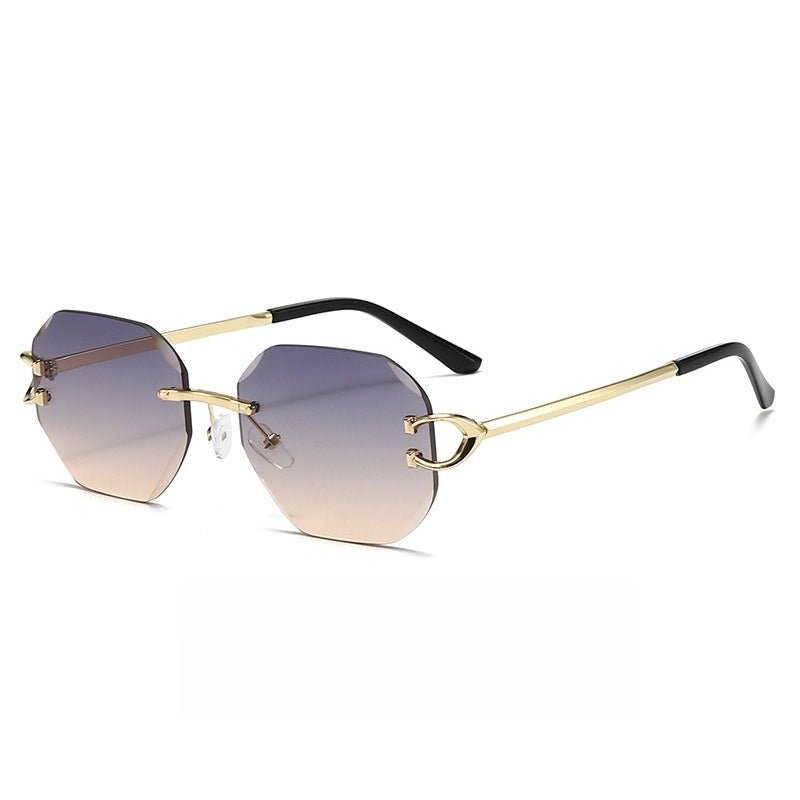 Mariam's Collection Vintage Rimless Cut Edge Sunglasses - Frameless Polygon Statement Piece (MAC266) — detail shot 10
