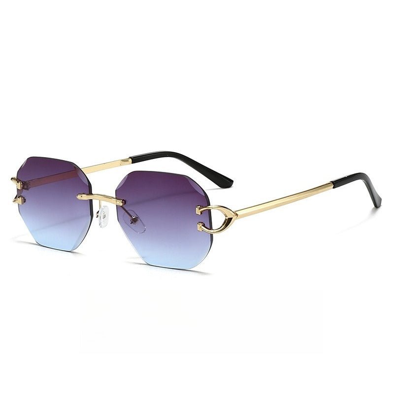 Mariam's Collection Vintage Rimless Cut Edge Sunglasses - Frameless Polygon Statement Piece (MAC266) — detail shot 6
