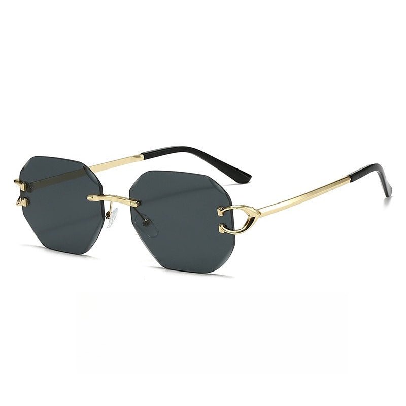 Mariam's Collection Vintage Rimless Cut Edge Sunglasses - Frameless Polygon Statement Piece (MAC266) — comparison shot