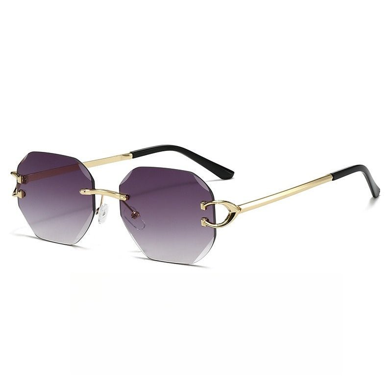 Mariam's Collection Vintage Rimless Cut Edge Sunglasses - Frameless Polygon Statement Piece (MAC266) — detail shot 9