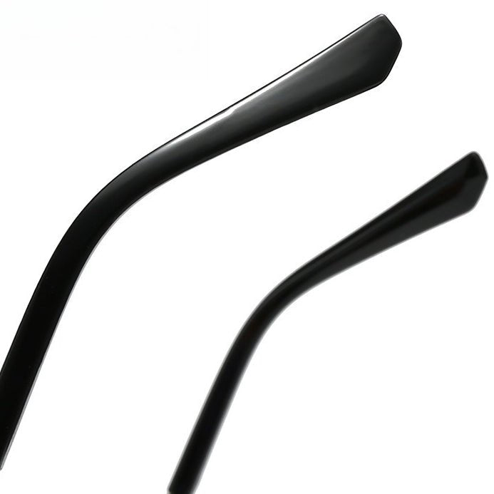 Mariam's Collection Vintage Rimless Cut Edge Sunglasses - Frameless Polygon Statement Piece (MAC266) — flat-lay composition