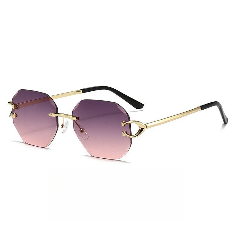 Mariam's Collection Vintage Rimless Cut Edge Sunglasses - Frameless Polygon Statement Piece (MAC266) — detail shot 8