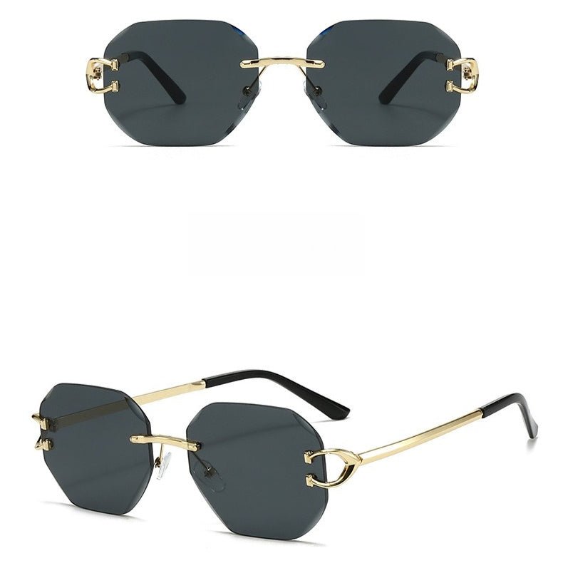Mariam's Collection Vintage Rimless Cut Edge Sunglasses - Frameless Polygon Statement Piece (MAC266) — main product shot