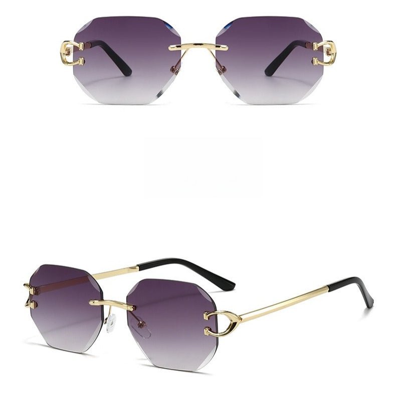 Mariam's Collection Vintage Rimless Cut Edge Sunglasses - Frameless Polygon Statement Piece (MAC266) — lifestyle context