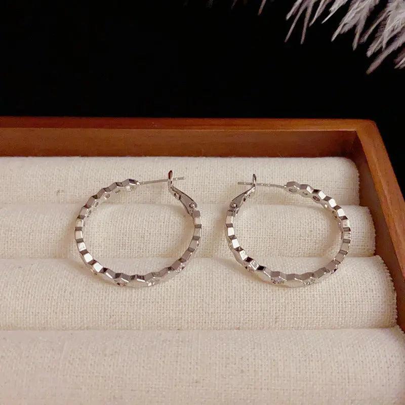 Mariam's Collection MAC147 Vintage Style Zircon Inlaid Hoop Earrings Elegant — product category context