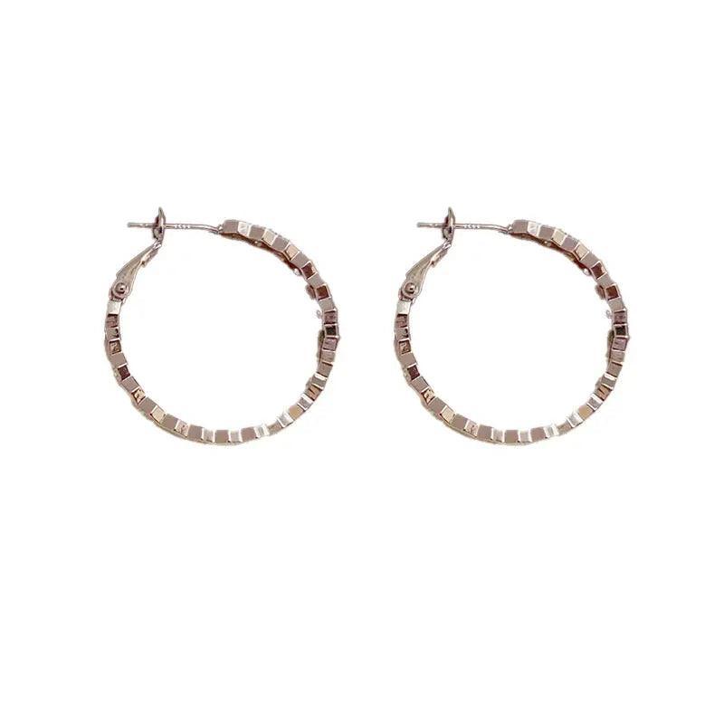 Mariam's Collection MAC147 Vintage Style Zircon Inlaid Hoop Earrings Elegant — detail shot 7