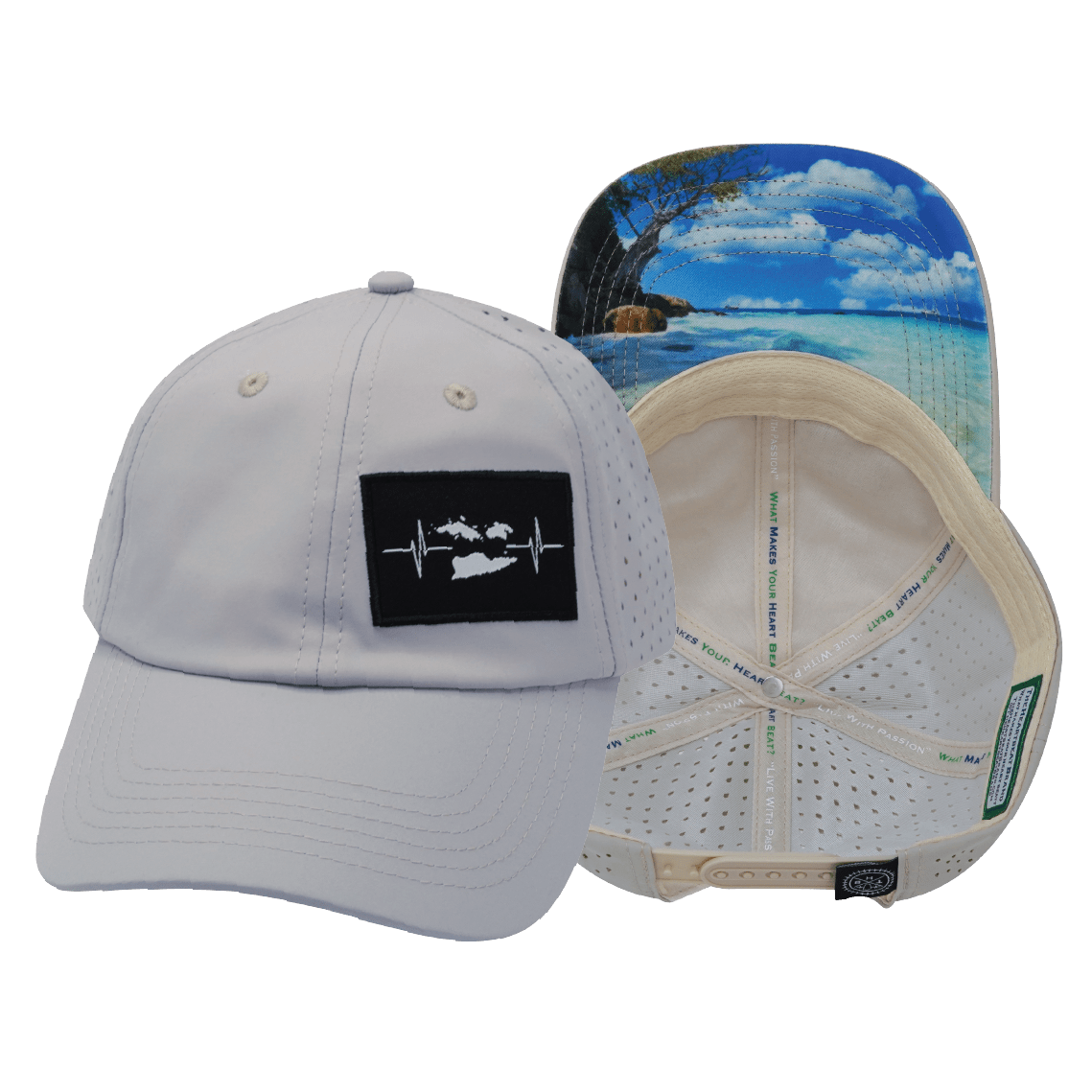 The Heartbeat Brand Virgin Islands Dad Hat — Light Gray — main product shot