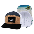 The Heartbeat Brand Virgin Islands Flat Bill Hat — Cork Black / Navy / White — main product shot