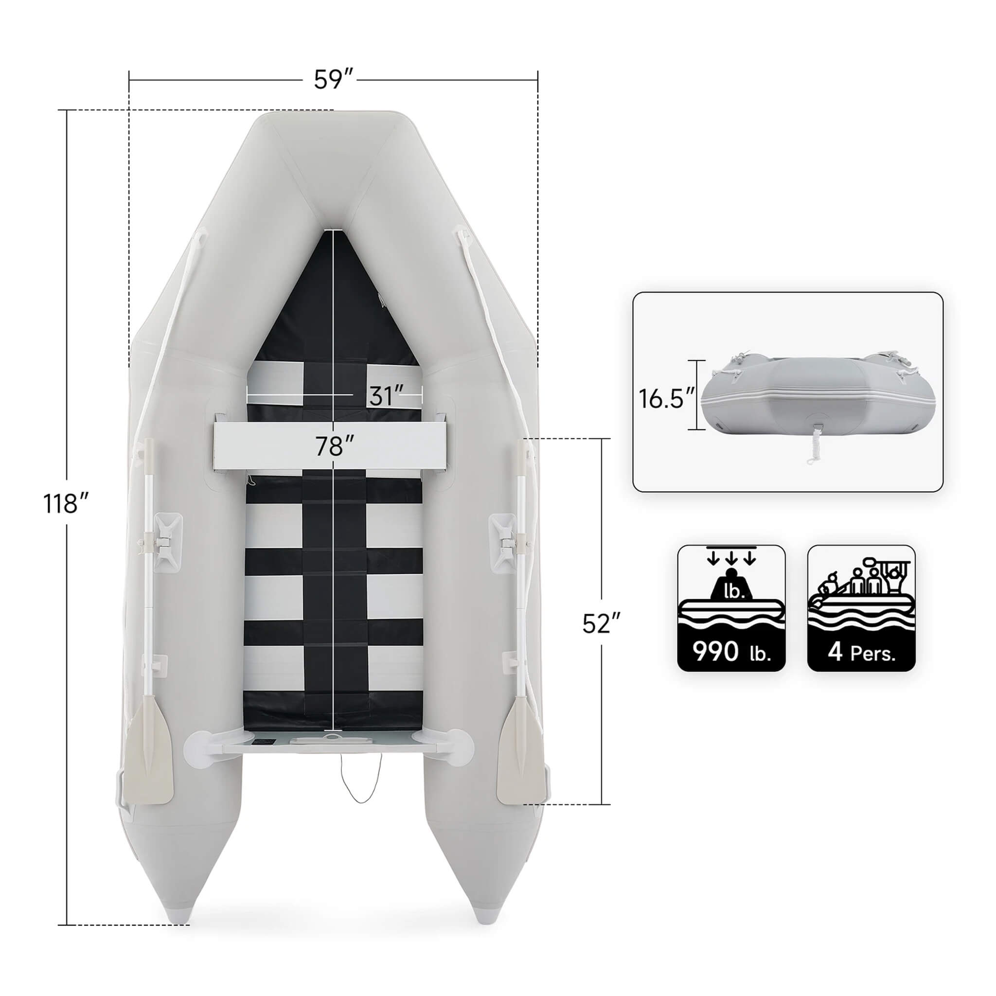 Virtue US 10FT 4-Person Heavy-Duty Inflatable Dinghy Transom Sport Tender Boat (SAK98153) – SAKSBY WHOLESALE, view 12