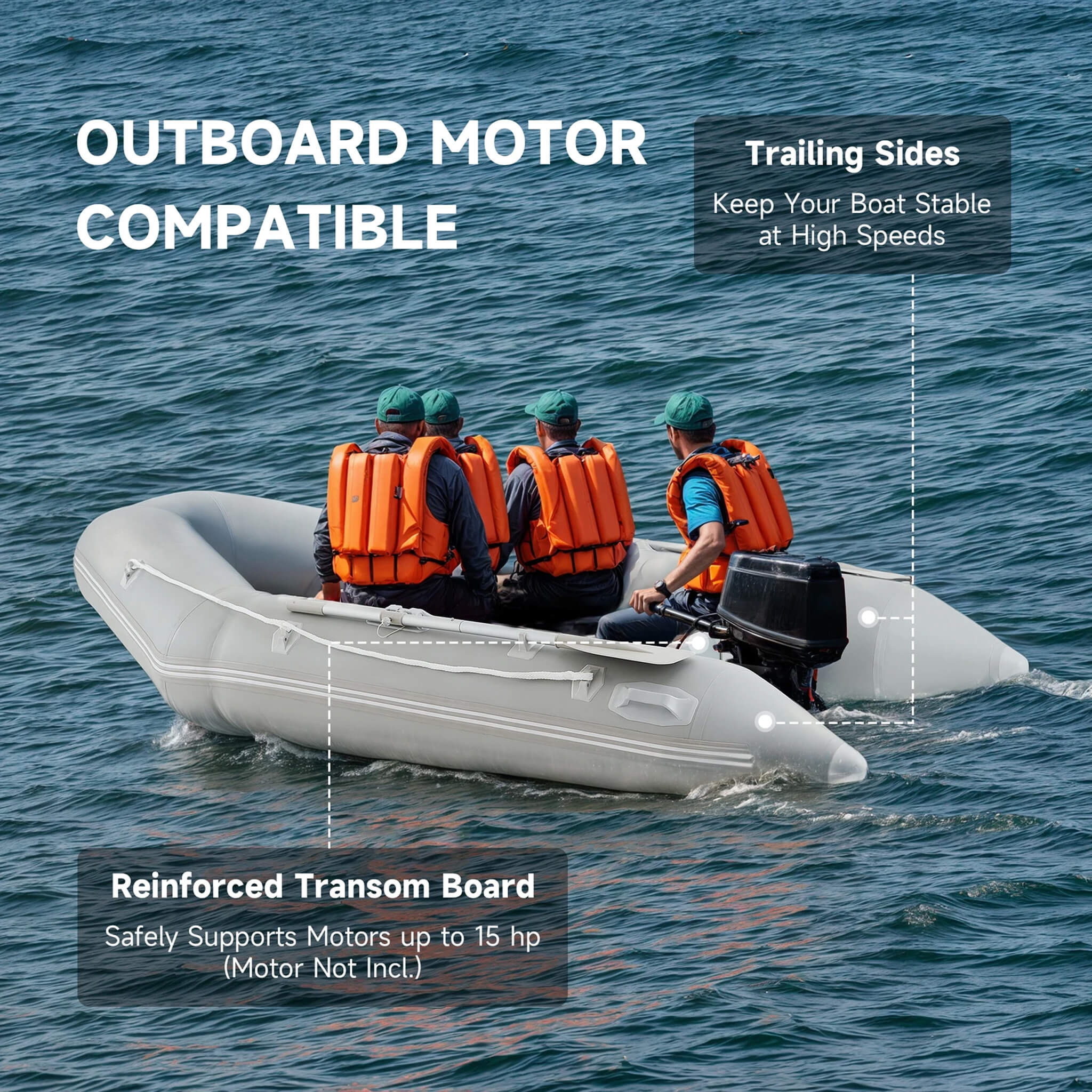 Virtue US 10FT 4-Person Heavy-Duty Inflatable Dinghy Transom Sport Tender Boat (SAK98153) – SAKSBY WHOLESALE, view 5