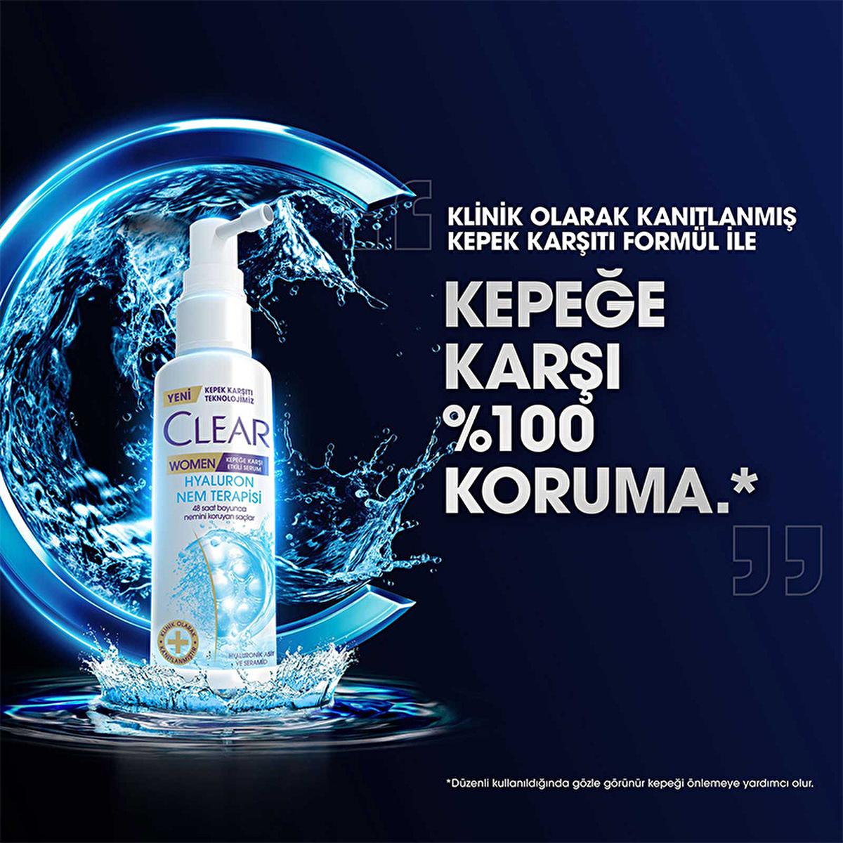 Clear Women Hyaluron Nem Terapisi Serum - 48 Hour Hydrating Anti-Dandruff Hair Serum for Dry Scalp