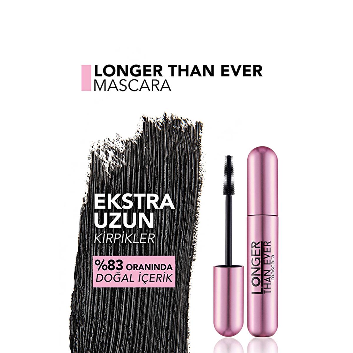 Flormar Longer Than Ever Black Lengthening Mascara: Nourishing Almond Oil & Vitamin E for Long-Lasting, Dramatic Lashes