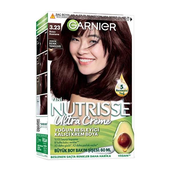 Garnier Nutrisse Nourishing Permanent Hair Color - Long-Lasting, Vegan, Cruelty-Free - 3.23 Dark Chestnut
