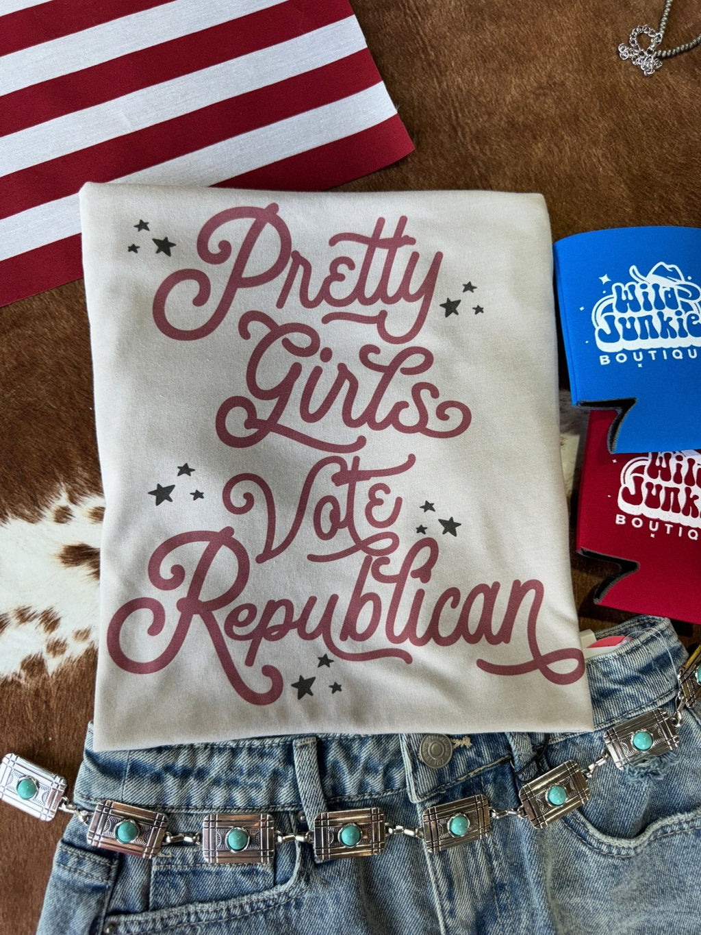 Wild Junkie Star Spangled Vote Republican Graphic Tee — detail close-up