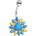 BodyCandy Blue Yellow Gem Art Deco Splash Belly Ring — main product shot